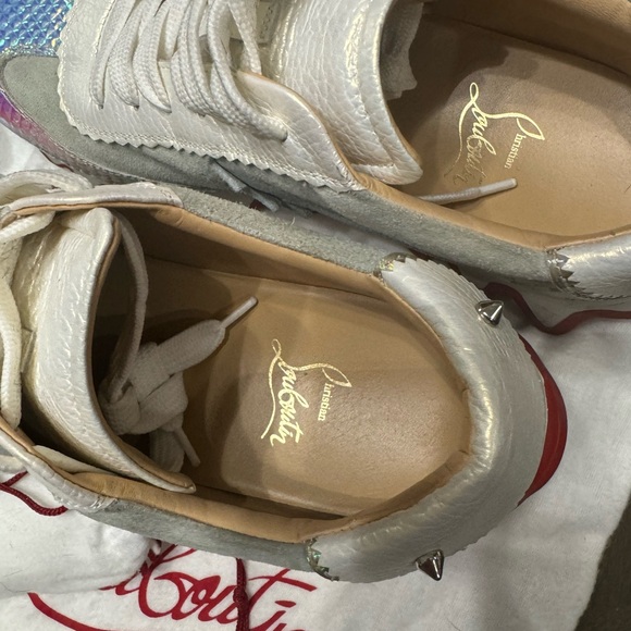 Calfskin Suede Patent Psychedelic Womens Loubishark Sneakers Multicolor - Picture 4 of 6